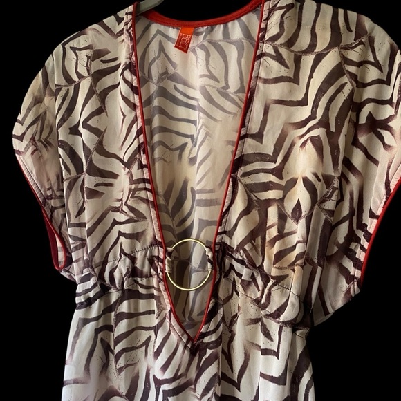 BECCA By Rebecca Virtue Beach Pool Resort Swim Zebra Tunic Cover Up SZ XS/S - Picture 3 of 10